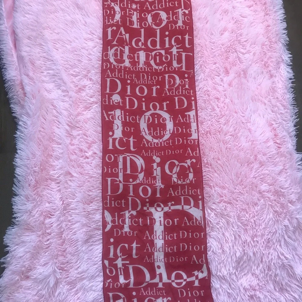 DIOR…Red and White Silk Scarf